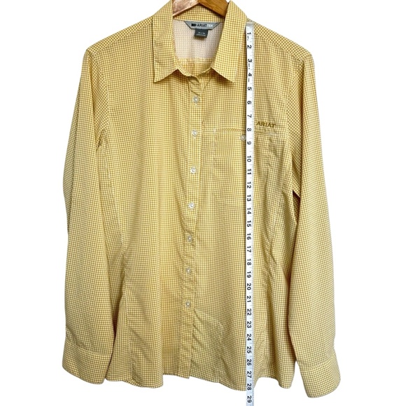 Ariat TEK Button-Up Shirt - Women’s XL -Yellow Gingham Check Vented Back Western - Picture 11 of 16